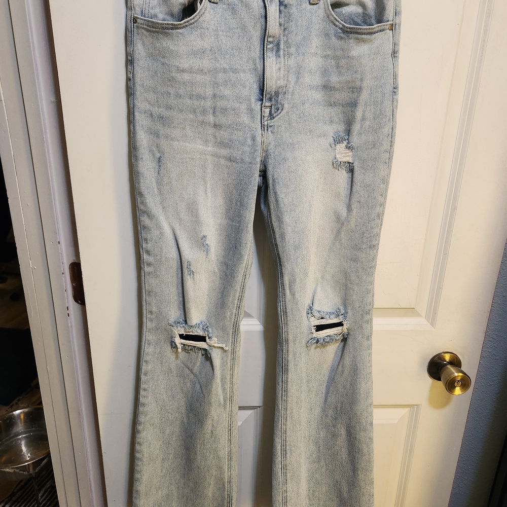 Risen Distressed Light Blue Boot Cut Jeans
